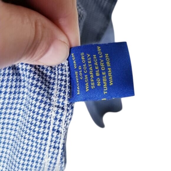 Stockholm Sven Mens Houndstooth Button-Up Shirt S 14 1/2 32/33 Blue 100% Cotton - Picture 5 of 9